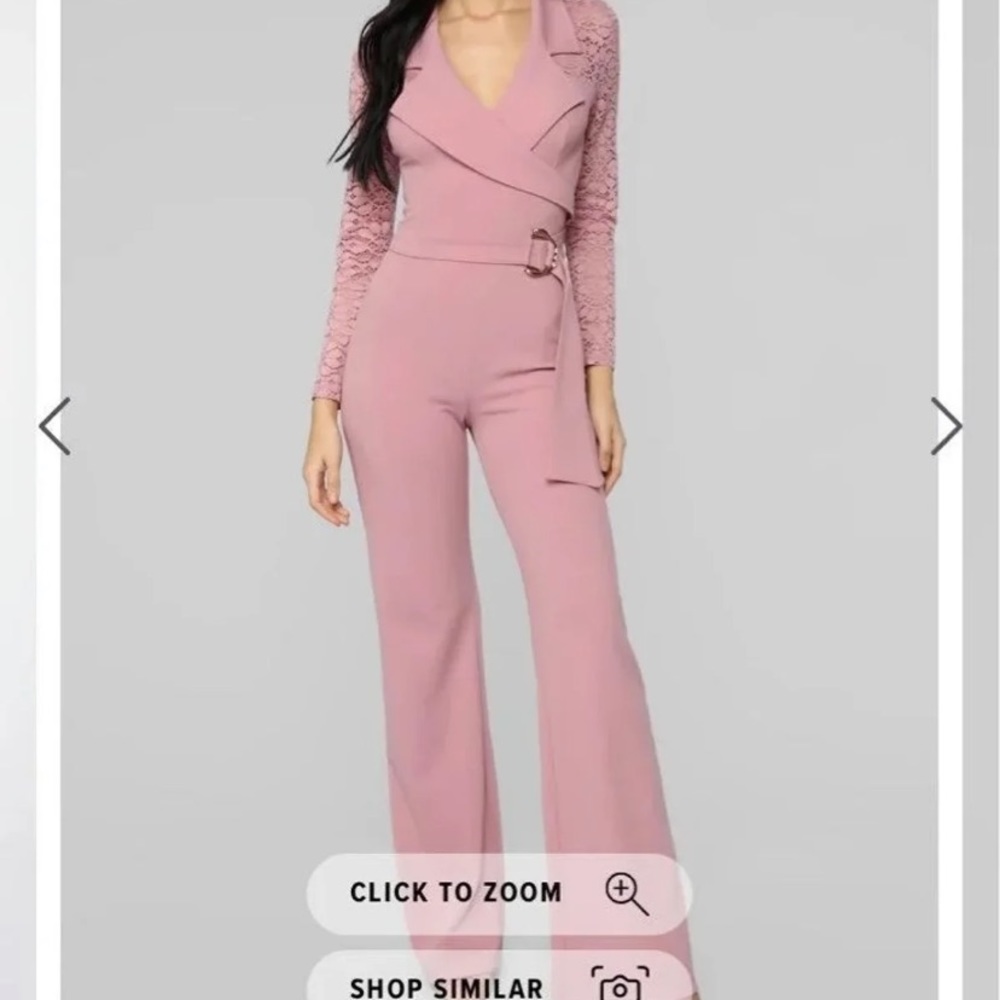 Pink Lace Jumpsuit Sz XL Fashion Nova Pretty